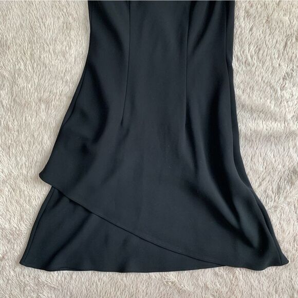 VTG Draped Neckline-ruffled hem-little black dress cocktail wedding guest 4P - Picture 4 of 7